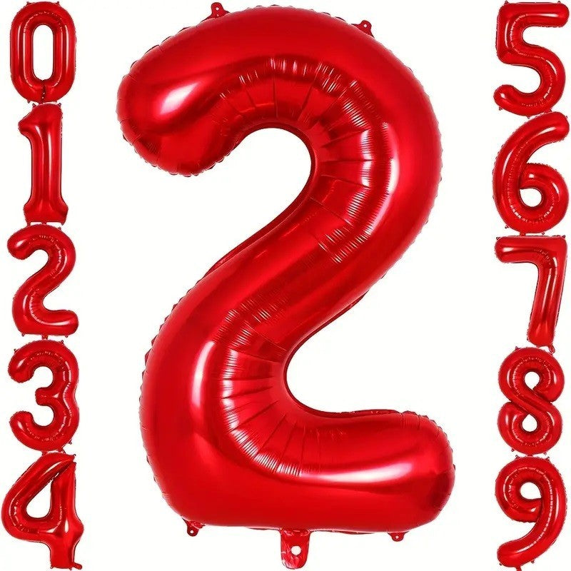 Balon Din Folie Metalizata, Figurina Cifra, Tema Aniversare 100 Cm, Ambalaj Individual, Pai Inclus, Umflare Cu Aer Sau Heliu, Cifra 2