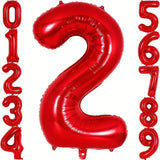 Balon Din Folie Metalizata, Figurina Cifra, Tema Aniversare 100 Cm, Ambalaj Individual, Pai Inclus, Umflare Cu Aer Sau Heliu, Cifra 2