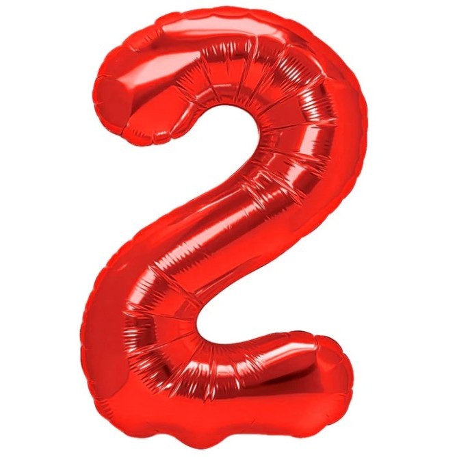 Balon Din Folie Metalizata, Figurina Cifra, Tema Aniversare 100 Cm, Ambalaj Individual, Pai Inclus, Umflare Cu Aer Sau Heliu, Cifra 2