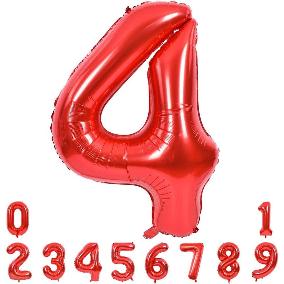 Balon Din Folie Metalizata, Figurina Cifra, Tema Aniversare 100 Cm, Ambalaj Individual, Pai Inclus, Umflare Cu Aer Sau Heliu, Cifra 4