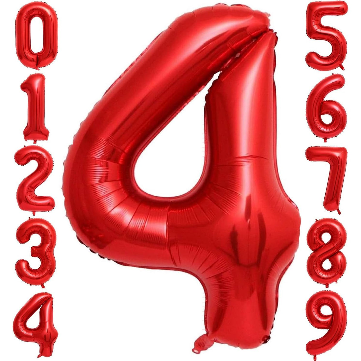 Balon Din Folie Metalizata, Figurina Cifra, Tema Aniversare 100 Cm, Ambalaj Individual, Pai Inclus, Umflare Cu Aer Sau Heliu, Cifra 4
