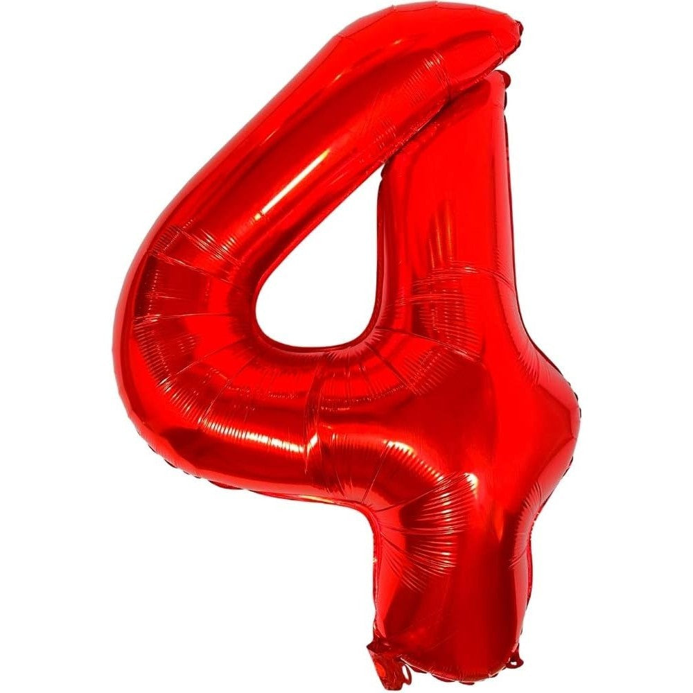 Balon Din Folie Metalizata, Figurina Cifra, Tema Aniversare 100 Cm, Ambalaj Individual, Pai Inclus, Umflare Cu Aer Sau Heliu, Cifra 4 - vivimall.ro