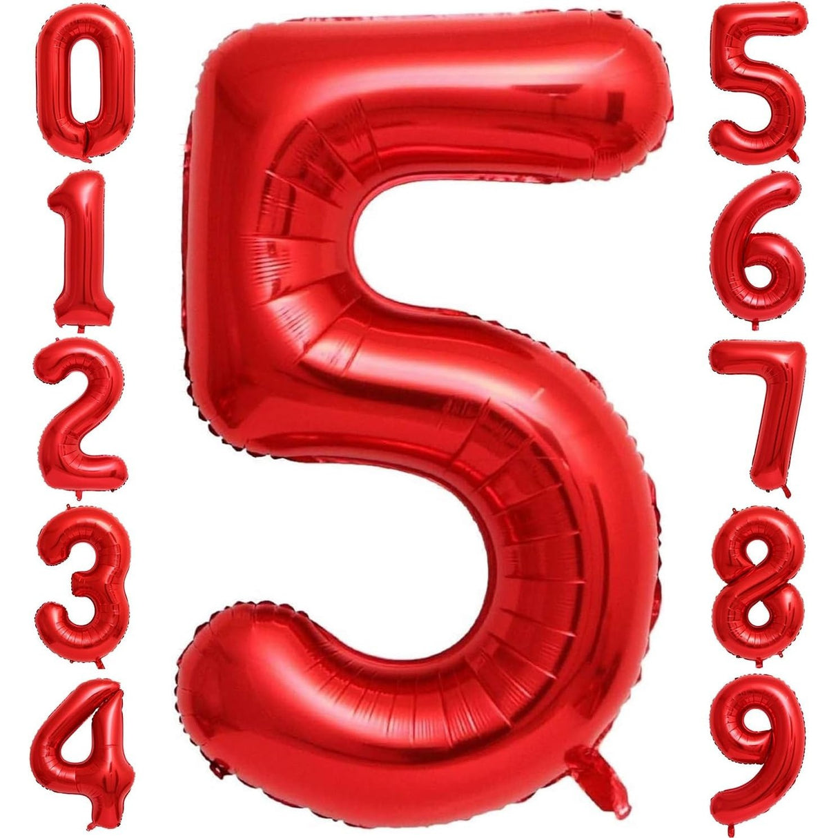 Balon Din Folie Metalizata, Figurina Cifra, Tema Aniversare 100 Cm, Ambalaj Individual, Pai Inclus, Umflare Cu Aer Sau Heliu, Cifra 5