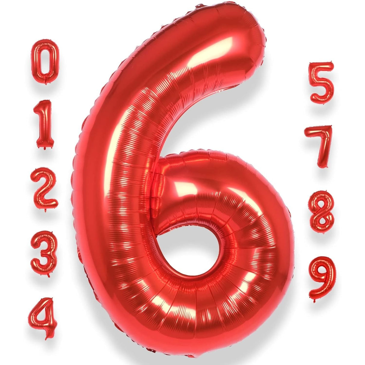 Balon Din Folie Metalizata, Figurina Cifra, Tema Aniversare 100 Cm, Ambalaj Individual, Pai Inclus, Umflare Cu Aer Sau Heliu, Cifra 6