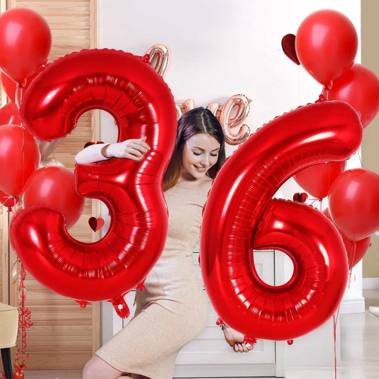 Balon Din Folie Metalizata, Figurina Cifra, Tema Aniversare 100 Cm, Ambalaj Individual, Pai Inclus, Umflare Cu Aer Sau Heliu, Cifra 6