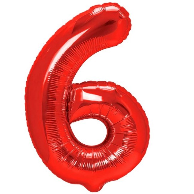 Balon Din Folie Metalizata, Figurina Cifra, Tema Aniversare 100 Cm, Ambalaj Individual, Pai Inclus, Umflare Cu Aer Sau Heliu, Cifra 6 - vivimall.ro