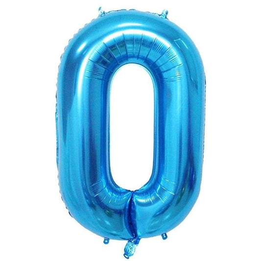 Balon din Folie Metalizata, Vivimall, Figurina Cifra, Tema Aniversare 40 cm, Ambalaj Individual, Pai inclus, Umflare cu Aer sau Heliu, Albastru, Cifra 0 - vivimall.ro