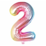 Balon din Folie Metalizata Vivimall, Figurina Cifra Gradient, Tema Aniversare 40 cm, Ambalaj Individual, Pai inclus, Umflare cu Aer sau Heliu, Multicolor, Cifra 2