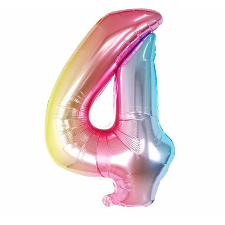 Balon Din Folie Metalizata, Figurina Cifra, Tema Aniversare 40 Cm, Ambalaj Individual, Pai Inclus, Umflare Cu Aer Sau Heliu, Cifra 4 - vivimall.ro