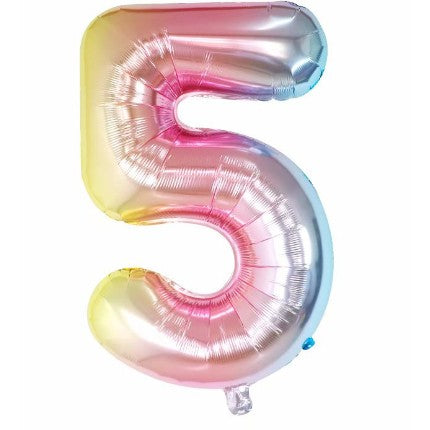 Balon Din Folie Metalizata Figurina Cifra, Tema Aniversare 40 Cm, Ambalaj Individual, Pai Inclus, Umflare Cu Aer Sau Heliu, Cifra 5 - vivimall.ro