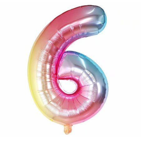 Balon Din Folie Metalizata Figurina Cifra, Tema Aniversare 40 Cm, Ambalaj Individual, Pai Inclus, Umflare Cu Aer Sau Heliu, Cifra 6 - vivimall.ro