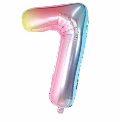 Balon Din Folie Metalizata Figurina Cifra, Tema Aniversare 40 Cm, Ambalaj Individual, Pai Inclus, Umflare Cu Aer Sau Heliu, Cifra 7 - vivimall.ro