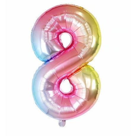 Balon Din Folie Metalizata Figurina Cifra, Tema Aniversare 40 Cm, Ambalaj Individual, Pai Inclus, Umflare Cu Aer Sau Heliu, Cifra 8 - vivimall.ro