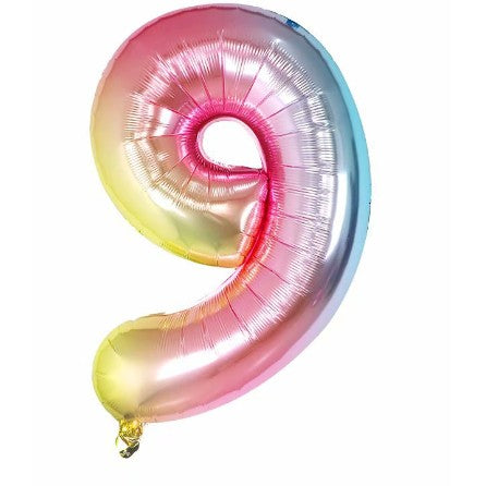 Balon Din Folie Metalizata Figurina Cifra, Tema Aniversare 40 Cm, Ambalaj Individual, Pai Inclus, Umflare Cu Aer Sau Heliu, Cifra 9 - vivimall.ro