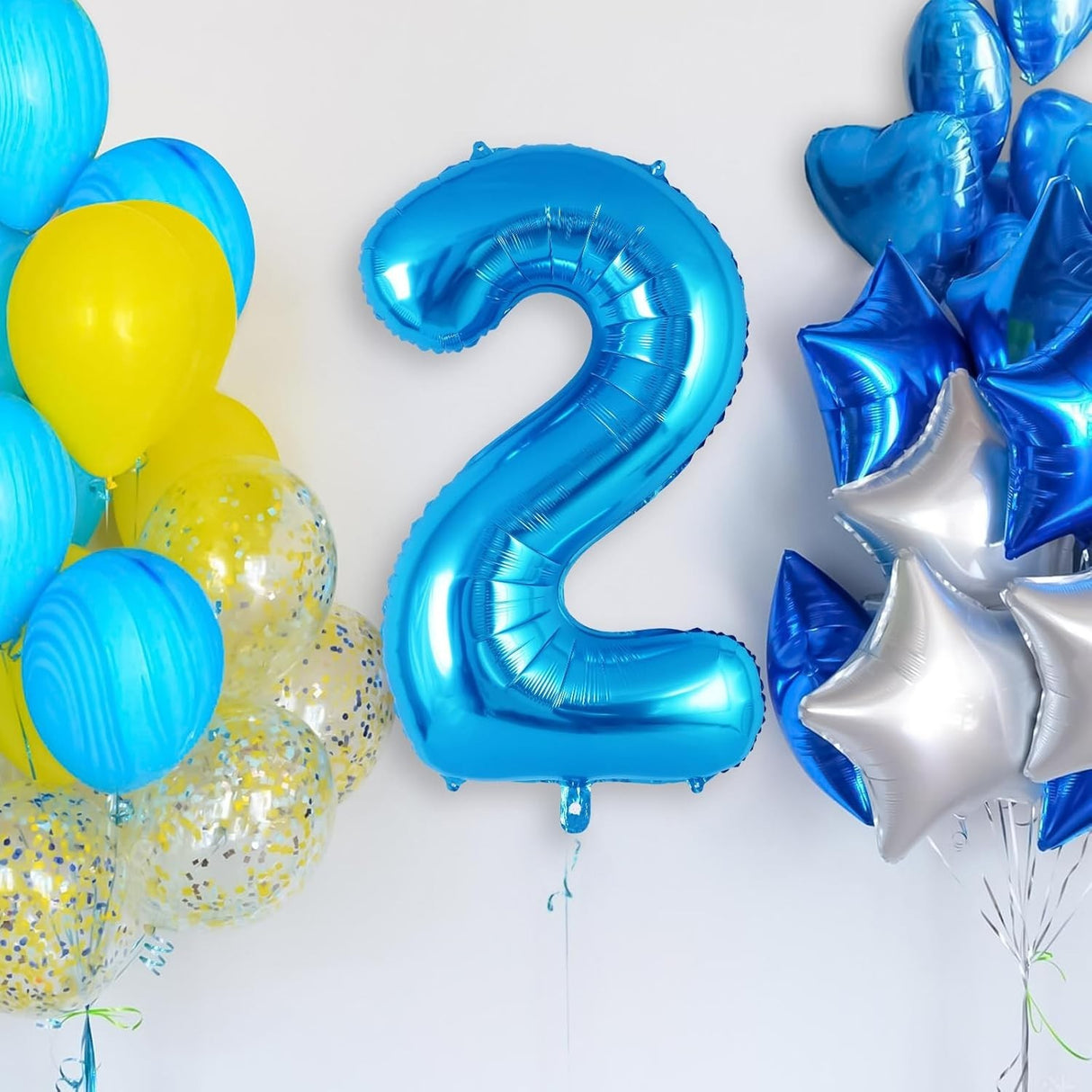 Balon Din Folie Metalizata, Figurina Cifra, Tema Aniversare 100 Cm, Ambalaj Individual, Pai Inclus, Umflare Cu Aer Sau Heliu, Cifra 2 - vivimall.ro