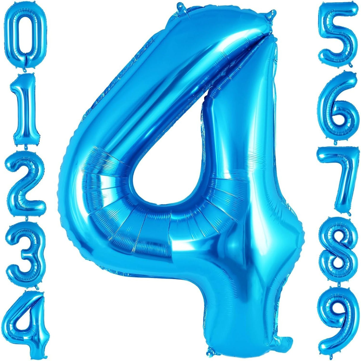 Balon Din Folie Metalizata, Figurina Cifra, Tema Aniversare 100 Cm, Ambalaj Individual, Pai Inclus, Umflare Cu Aer Sau Heliu, Cifra 4 - vivimall.ro