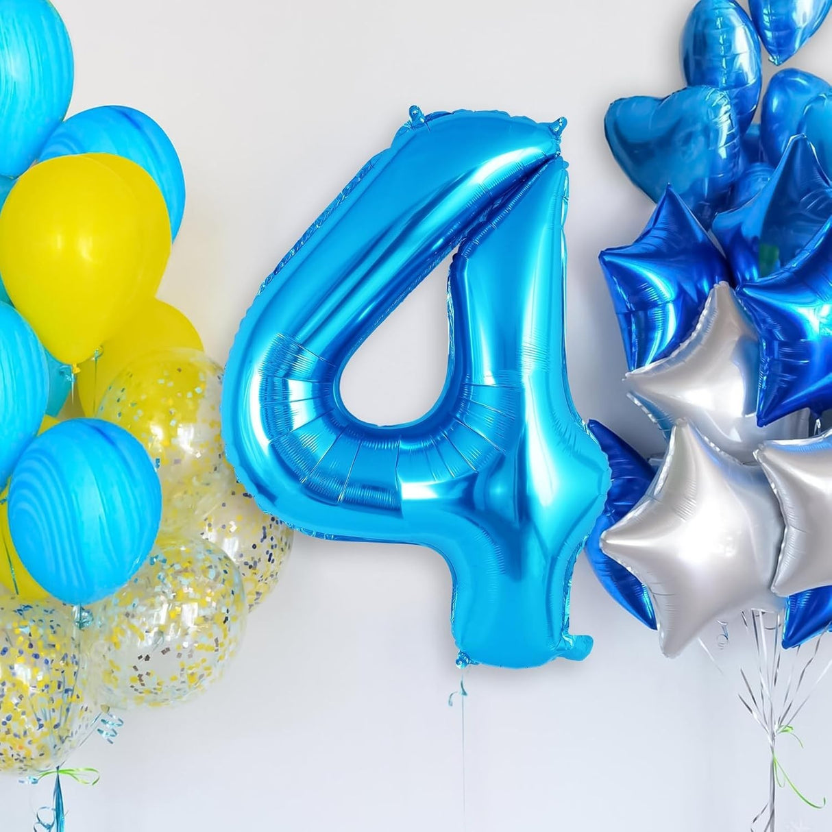 Balon Din Folie Metalizata, Figurina Cifra, Tema Aniversare 100 Cm, Ambalaj Individual, Pai Inclus, Umflare Cu Aer Sau Heliu, Cifra 4 - vivimall.ro
