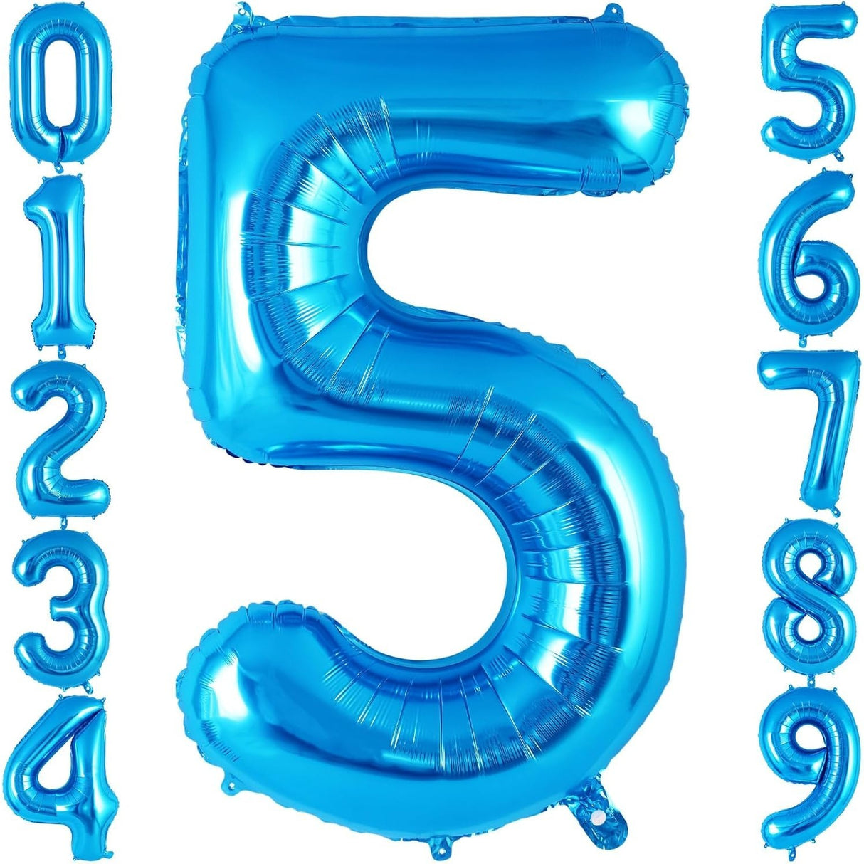 Balon Din Folie Metalizata, Figurina Cifra, Tema Aniversare 100 Cm, Ambalaj Individual, Pai Inclus, Umflare Cu Aer Sau Heliu, Cifra 5 - vivimall.ro