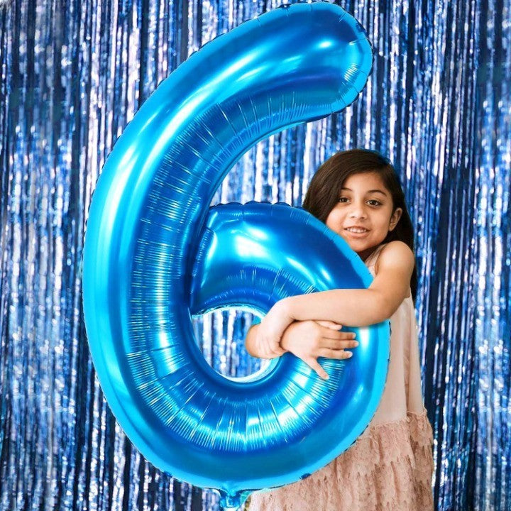 Balon Din Folie Metalizata, Figurina Cifra, Tema Aniversare 100 Cm, Ambalaj Individual, Pai Inclus, Umflare Cu Aer Sau Heliu, Cifra 6 - vivimall.ro