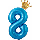 Balon Din Folie Metalizata Figurina Cifra Si Coroana, Tema Aniversare 100 Cm, Ambalaj Individual, Pai Inclus, Umflare Cu Aer Sau Heliu, Cifra 8 - vivimall.ro