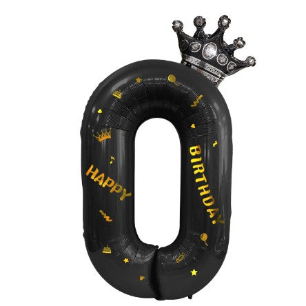 Balon Din Folie Metalizata Figurina Cifra Si Coroana, Scris Happy Birthday, Tema Aniversare 100 Cm, Ambalaj Individual, Pai Inclus, Umflare Cu Aer Sau Heliu, Cifra 0 - vivimall.ro