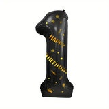 Balon Din Folie Metalizata Figurina Cifra Si Coroana, Scris Happy Birthday, Tema Aniversare 100 Cm, Ambalaj Individual, Pai Inclus, Umflare Cu Aer Sau Heliu, Cifra 1 - vivimall.ro