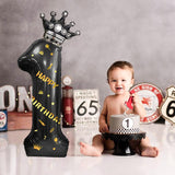 Balon Din Folie Metalizata Figurina Cifra Si Coroana, Scris Happy Birthday, Tema Aniversare 100 Cm, Ambalaj Individual, Pai Inclus, Umflare Cu Aer Sau Heliu, Cifra 1 - vivimall.ro