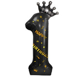 Balon Din Folie Metalizata Figurina Cifra Si Coroana, Scris Happy Birthday, Tema Aniversare 100 Cm, Ambalaj Individual, Pai Inclus, Umflare Cu Aer Sau Heliu, Cifra 1 - vivimall.ro