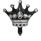 Balon din Folie Metalizata Vivimall, Figurina Cifra si Coroana, Scris Happy Birthday, Tema Aniversare 100 cm, Ambalaj Individual, Pai inclus, Umflare cu Aer sau Heliu, Negru, Cifra 2