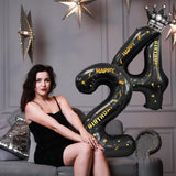 Balon Din Folie Metalizata Figurina Cifra Si Coroana, Scris Happy Birthday, Tema Aniversare 100 Cm, Ambalaj Individual, Pai Inclus, Umflare Cu Aer Sau Heliu, Cifra 4 - vivimall.ro
