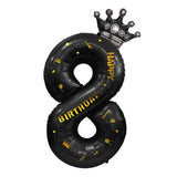 Balon Din Folie Metalizata Figurina Cifra Si Coroana, Scris Happy Birthday, Tema Aniversare 100 Cm, Ambalaj Individual, Pai Inclus, Umflare Cu Aer Sau Heliu, Cifra 8 - vivimall.ro