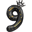 Balon Din Folie Metalizata Figurina Cifra Si Coroana, Scris Happy Birthday, Tema Aniversare 100 Cm, Ambalaj Individual, Pai Inclus, Umflare Cu Aer Sau Heliu, Cifra 9 - vivimall.ro