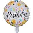 Balon Din Folie Metalizata, Figurine, Happy Birthday, Tematica Aniversare, 45 Cm, Ambalaj Individual, Pai Inclus, Umflare Cu Aer Sau Heliu - vivimall.ro