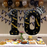 Balon din Folie Metalizata Vivimall, Figurina Cifra, Scris Happy Birthday, Tema Aniversare 100 cm, Ambalaj Individual, Pai inclus, Umflare cu Aer sau Heliu, Negru, Cifra 1 - vivimall.ro