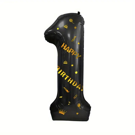 Balon Din Folie Metalizata Figurina Cifra, Scris Happy Birthday, Tema Aniversare 100 Cm, Ambalaj Individual, Pai Inclus, Umflare Cu Aer Sau Heliu, Cifra 1 - vivimall.ro