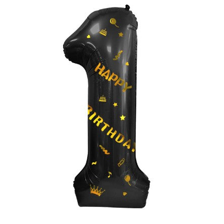 Balon Din Folie Metalizata Figurina Cifra, Scris Happy Birthday, Tema Aniversare 100 Cm, Ambalaj Individual, Pai Inclus, Umflare Cu Aer Sau Heliu, Cifra 1 - vivimall.ro