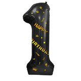 Balon Din Folie Metalizata Figurina Cifra, Scris Happy Birthday, Tema Aniversare 100 Cm, Ambalaj Individual, Pai Inclus, Umflare Cu Aer Sau Heliu, Cifra 1 - vivimall.ro