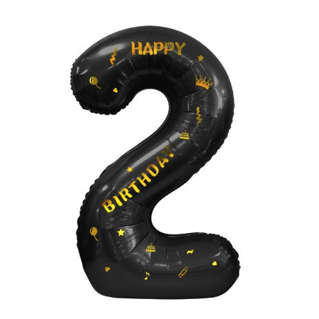 Balon Din Folie Metalizata Figurina Cifra, Scris Happy Birthday, Tema Aniversare 100 Cm, Ambalaj Individual, Pai Inclus, Umflare Cu Aer Sau Heliu, Cifra 2 - vivimall.ro