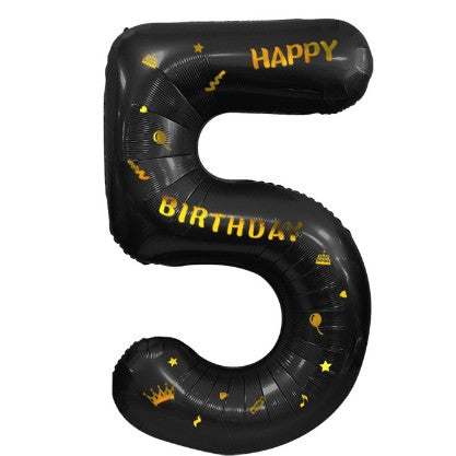 Balon Din Folie Metalizata Figurina Cifra, Scris Happy Birthday, Tema Aniversare 100 Cm, Ambalaj Individual, Pai Inclus, Umflare Cu Aer Sau Heliu, Cifra 5 - vivimall.ro
