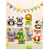 Balon Din Folie Metalizata, Mini Figurine Animalute, Tematica Aniversare, Ambalaj Individual, Pai Inclus, Umflare Cu Aer Sau Heliu