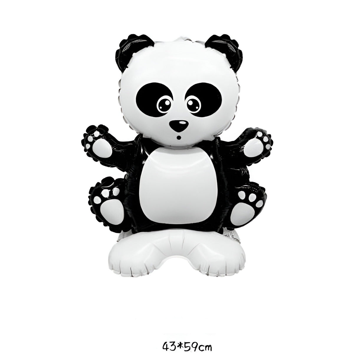Balon din Folie Metalizata, Flippy, Figurine Animăluțe, Model Panda, 43x59cm, Ambalaj Individual, Pai Inclus, Umflare cu Aer sau Heliu, Alb Negru