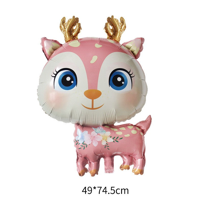 Balon Din Folie Metalizata, Mini Figurine, Model Cerb, Tematica Aniversare, Ambalaj Individual, Pai Inclus, Umflare Cu Aer Sau Heliu,