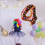 Balon Din Folie Metalizata Figurina Cifra, Imprimeu Gogosi, Tema Aniversare 100 Cm, Ambalaj Individual, Pai Inclus, Umflare Cu Aer Sau Heliu, Cifra 4 - vivimall.ro