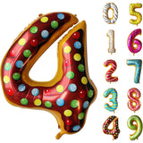 Balon Din Folie Metalizata Figurina Cifra, Imprimeu Gogosi, Tema Aniversare 100 Cm, Ambalaj Individual, Pai Inclus, Umflare Cu Aer Sau Heliu, Cifra 4 - vivimall.ro