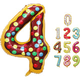 Balon Din Folie Metalizata Figurina Cifra, Imprimeu Gogosi, Tema Aniversare 100 Cm, Ambalaj Individual, Pai Inclus, Umflare Cu Aer Sau Heliu, Cifra 4 - vivimall.ro