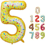 Balon Din Folie Metalizata Figurina Cifra, Imprimeu Gogosi, Tema Aniversare 100 Cm, Ambalaj Individual, Pai Inclus, Umflare Cu Aer Sau Heliu, Cifra 5 - vivimall.ro