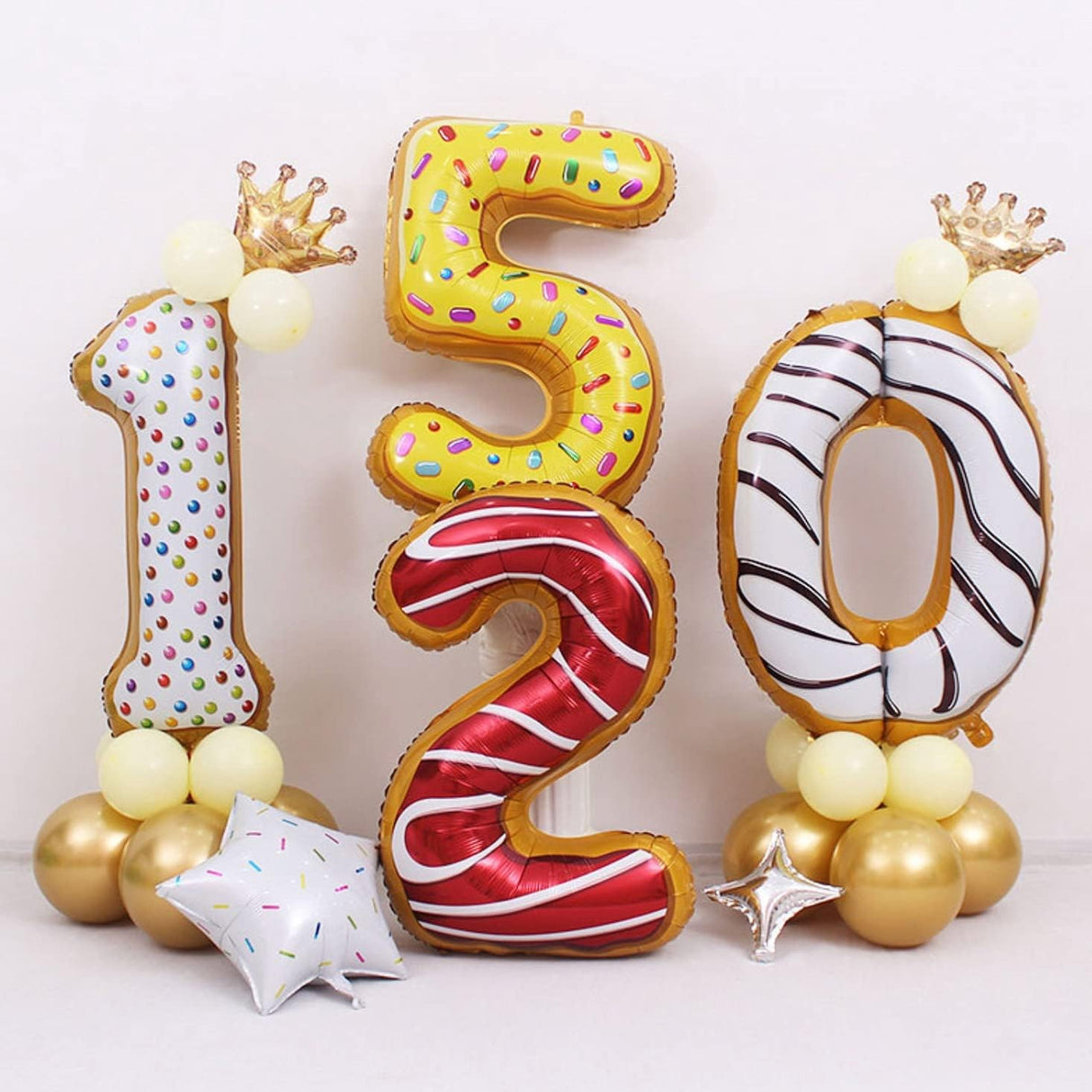 Balon Din Folie Metalizata Figurina Cifra, Imprimeu Gogosi, Tema Aniversare 100 Cm, Ambalaj Individual, Pai Inclus, Umflare Cu Aer Sau Heliu, Cifra 5 - vivimall.ro