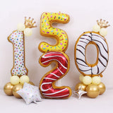 Balon Din Folie Metalizata Figurina Cifra, Imprimeu Gogosi, Tema Aniversare 100 Cm, Ambalaj Individual, Pai Inclus, Umflare Cu Aer Sau Heliu, Cifra 5 - vivimall.ro