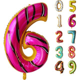 Balon Din Folie Metalizata Figurina Cifra, Imprimeu Gogosi, Tema Aniversare 100 Cm, Ambalaj Individual, Pai Inclus, Umflare Cu Aer Sau Heliu, Cifra 6 - vivimall.ro