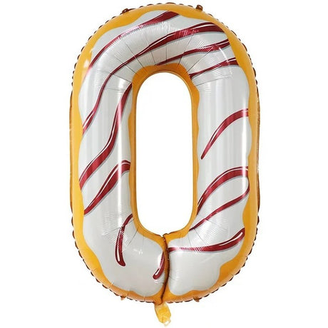 Balon Din Folie Metalizata Figurina Cifra, Imprimeu Gogosi, Tema Aniversare 100 Cm, Ambalaj Individual, Pai Inclus, Umflare Cu Aer Sau Heliu, Cifra 0 - vivimall.ro